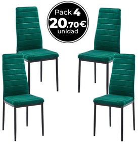 Pack 4 Cadeiras Lauter Veludo - Verde
