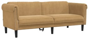 3 pcs conjunto de sofás veludo castanho