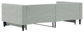 Sofá-cama com gavetão 100x200 cm veludo cinzento-claro