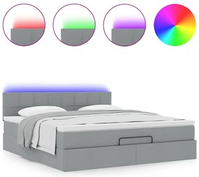 Cama otomana com colchão 160x200 cm tecido cinzento claro