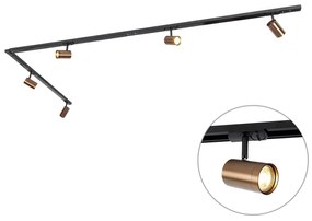 Sistema de calhas moderno monofásico com 5 focos bronze escuro - Jeana Moderno