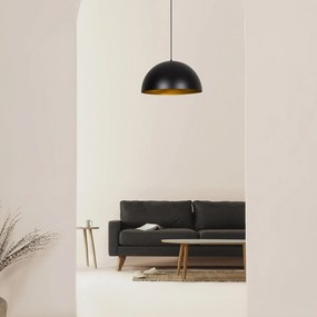 Candeeiro Chandelier Sivani – Preto e Dourado – Diâmetro 50 cm, Altura