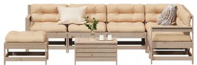 vidaXL 8 pcs conjunto lounge de jardim c/ almofadões pinho maciço