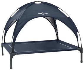 Cama Elevada para Cães com Teto Removível Azul-marinho L Aço