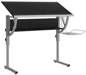 Secretária 110x53x(58-87) cm derivados madeira/aço preto/cinza