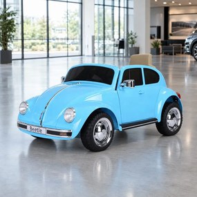 Carro elétrico para crianças volkswagen Carocha Classico 12V com pneus de borracha Azul