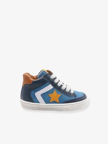 Agora -30%: Sapatilhas em pele, de cano subido, com atacadores, 3631B686 da Babybotte®, para criança azul