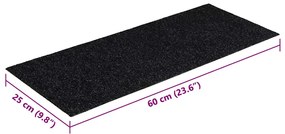 Tapetes de escada adesivos 30 pcs 60x25 cm retangular preto