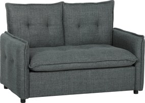 HOMCOM Sofá 2 lugares, sofá de sala moderno 131 cm com assento acolchoado, almofadas com molas, tecido linho, cinza escuro | Aosom Portugal