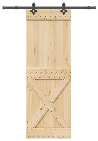 VidaXL Porta de correr com ferragens 80x210 cm madeira de pinho maciça