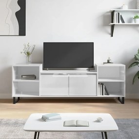 Móvel de TV 160x35x55 cm derivados de madeira branco brilhante