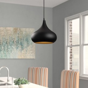 Candeeiro de Teto Saglam – Preto e Ouro – Diâmetro 30 cm x Altura 126