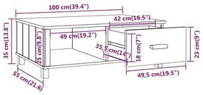 Mesa de centro HAMAR 100x55x35 cm pinho maciço branco