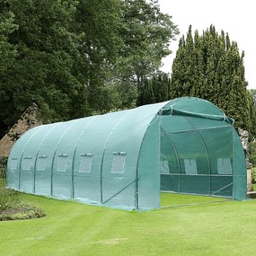 Túnel de Estufa de Jardim para Plantas e Vegetais de Culturas com 12 Janelas de PE Capa 140g / ㎡ e estrutura de aço - 6x3x2m