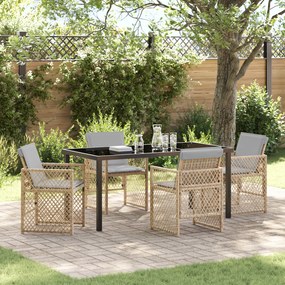 Conjunto de Jantar de Jardim vidaXL 5 Peças com Almofadas Bege Polirat