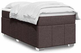 vidaXL Cama com molas/colchão 100x200 cm tecido castanho-escuro