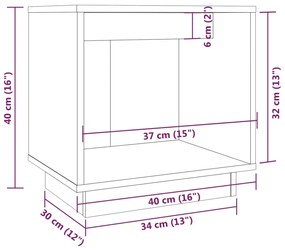 Mesas de cabeceira 2 pcs 40x30x40 cm pinho maciço preto