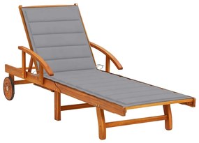 vidaXL Espreguiçadeira de jardim com almofadão madeira acácia maciça