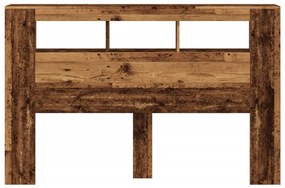 Cabeceira c/ LEDs 160x18,5x103,5cm deriv. madeira madeira velha