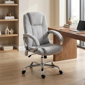 Cadeira de escritório com função de massagem e aquecimento, cadeira de escritório ergonómica, altura e braços ajustáveis, cinzenta