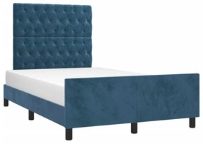Estrutura de cama sem colchão 120x200 cm veludo azul