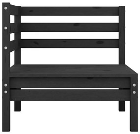 Sofás de canto para jardim 2 pcs madeira de pinho maciça preto