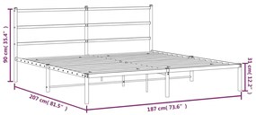 Estrutura de cama com cabeceira 180x200 cm metal branco