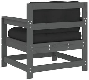 Cadeiras de jardim c/ almofadões 2 pcs pinho maciço cinzento