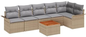 Conjunto de Sofá de Jardim de 7 Peças com Almofadas Beijes em Rattan S