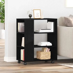 vidaXL Armário de arrumação com roda Carvalho preto 60 x 35 x 75 cm