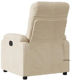 Poltrona de massagens reclinável tecido de microfibra creme