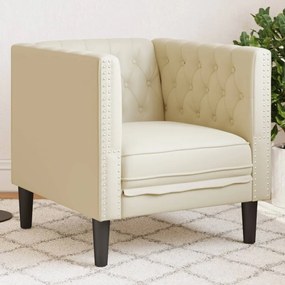 vidaXL Sofá chesterfield couro artificial creme