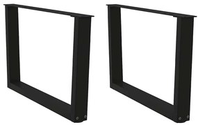 Mesa de jantar pernas 2 pcs forma de V 70x(42-43,3)cm aço preto