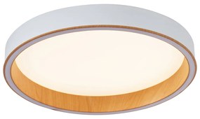 Plafon de design branco com madeira 40cm incl. LED com interruptor de 3 níveis - Ingo Design