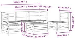 6 pcs conjunto sofás de jardim madeira de pinho maciça