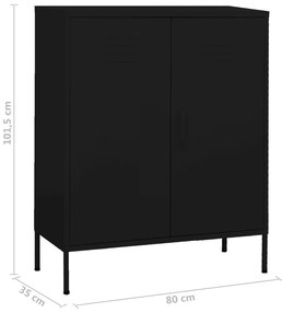 Armário de arrumação aço 80x35x101,5 cm preto