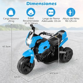 Mota elétrica 6V para crianças com sons, luzes LED, rodas antiderrapantes, botão de arranque para 1-3 anos, azul marinho