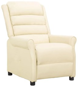 vidaXL Poltrona reclinável couro artificial cor creme