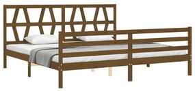 Estrutura cama c/ cabeceira 200x200cm maciço castanho-mel