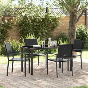 vidaXL Conjunto de Jantar para Jardim de 5 Peças Preto em Rattan Sintético