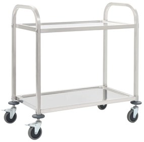 vidaXL Carrinho de cozinha de 2 níveis 95x45x83,5 cm aço inoxidável