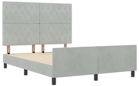 Cama vidaXL Cinza Claro 140x190 cm em Veludo