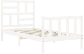 Estrutura cama de solteiro c/ cabeceira madeira maciça branco