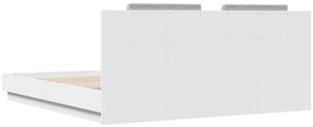 Estrutura de cama com cabeceira e luzes LED 180x200 cm branco