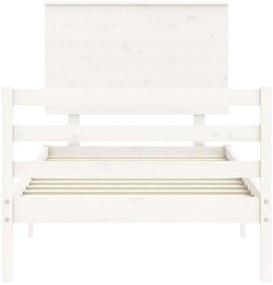 Estrutura de cama com cabeceira 100x200cm madeira maciça branco