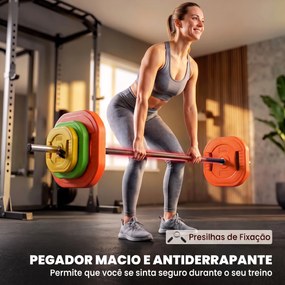 Conjunto de Pesos Antiderrapante com Barra e 6 Discos 20 kg