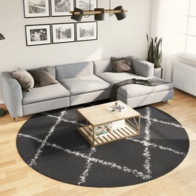 Tapete shaggy de pelo alto PAMPLONA Ø 240 cm preto e creme