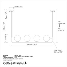 Candeeiro Chandelier Faruk – Preto – 15 cm (4 Peças)