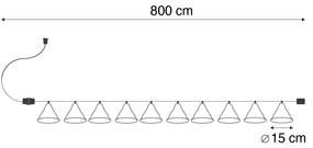 Cordão de luzes castanho 8m Incl. LED 10 luzes IP44 Recarregável a energia solar - Maro Moderno
