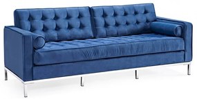 Sofá ARLES, 3 lugares, tecido velvet azul